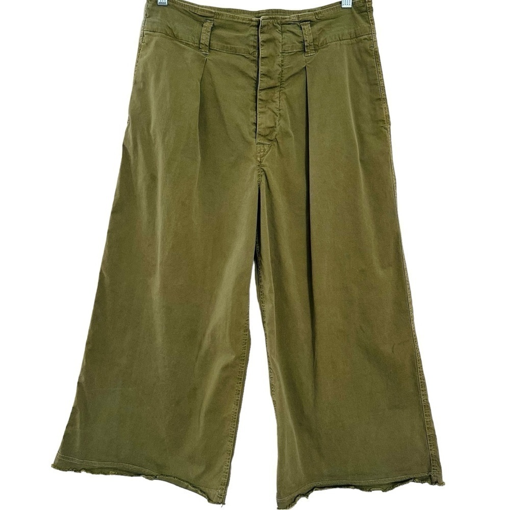 Nili Lotan Army Green Wide Leg Cropped Pants High Waist 4 - Picture 3 of 13